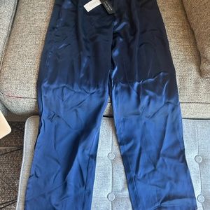 Silk Satin Pajama Sleep Pants S Intense Blue Navy